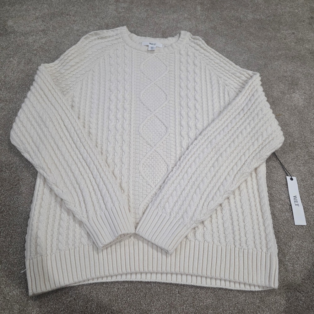 Cable Knit Sweater Cream Cotton Wool Cabin Preppy Old Money Capsule Academia XL